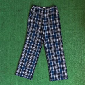 BRANDY MELVILLE JOHN GALT BLUE GINGHAM PLAID PANTS WIDE LEG TROUSERS ONE SIZE